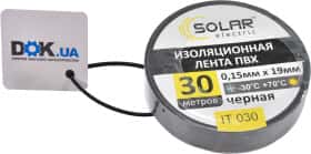 Ізоляційна стрічка Solar it030 чорна ПВХ 19 мм х 30 м
