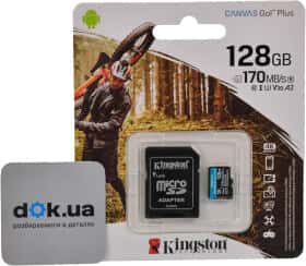 Карта памяти Kingston Canvas Go! Plus microSDXC 128 ГБ с SD-адаптером