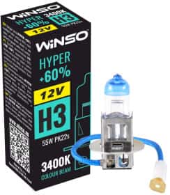 Автолампа Winso Hyper +60% H3 PK22s 55 W прозрачно-голубая 712320