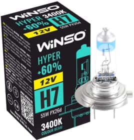 Автолампа Winso Hyper +60% H7 PX26d 55 W прозрачно-голубая 712720