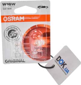 Автолампа Osram Original W16W W2,1x9,5d 16 W прозрачная 921-02B