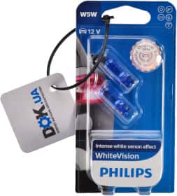 Автолампа Philips WhiteVision W5W W2,1x9,5d 5 W світло-блакитна 12961NBVB2