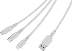 Кабель 3 в 1 Denmen USB - Apple Lightning - type-C - Micro USB D05E DM-D05E-WH 1 м Кабель 3 в 1 Denmen USB - Apple Lightning - type-C - Micro USB D05E DM-D05E-WH 1 м