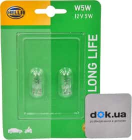 Автолампа Behr Hella Lifetime Long Life W5W W2,1x9,5d 5 W прозрачная 8GP003594163