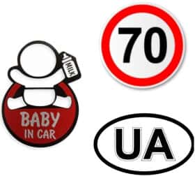 Комплект наліпок XoKo Baby in Car, UA, Обмеження швидкості