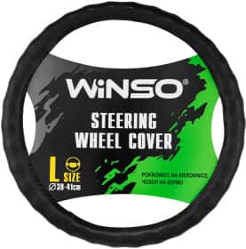 Чехол на руль Winso эко-кожа рельефный с перфорацией с 1 швом цвет черный