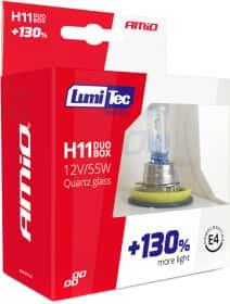 Автолампа Amio LumiTec Limited +130% H11 PGJ19-2 55 W прозрачно-голубая 02105