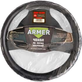 Чехол на руль Armer 01R кожа рельефный с 1 швом цвет черный