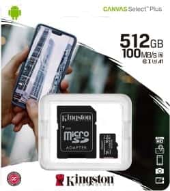 Карта памяти Kingston Canvas Select Plus microSDXC 512 ГБ с SD-адаптером