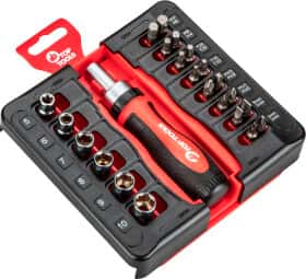 Отвертка реверсивная с набором бит Top Tools 39D186 Отвертка реверсивная с набором бит Top Tools 39D186