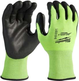Перчатки рабочие Milwaukee Hi-Vis Cut C синтетические с полиуретановым покрытием зеленые