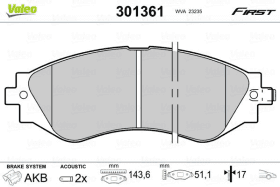 Тормозные колодки Valeo 301361