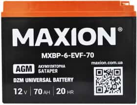 Акумулятор для ДБЖ Maxion MXBT-6-EVF-70 MXBT6EVF70 70 Аг 12 В Акумулятор для ДБЖ Maxion MXBT-6-EVF-70 MXBT6EVF70 70 Аг 12 В