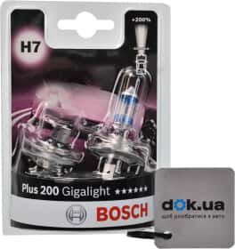 Автолампа Bosch Plus 200 Gigalight H7 PX26d 55 W прозоро-блакитна 1987301436
