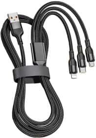 Кабель 3 в 1 Remzona USB - Apple Lightning - type-C - Micro USB 6924436491420 1,2 м