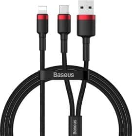 Кабель 2 в 1 Baseus Cafule CATKLF-EL91 USB - Apple Lighting - USB type-C 1 м