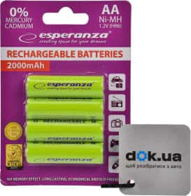 Аккумуляторная батарейка ESPERANZA EZA104G 2000 mAh 4 шт Аккумуляторная батарейка ESPERANZA EZA104G 2000 mAh 4 шт