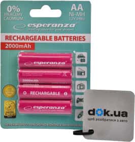 Аккумуляторная батарейка ESPERANZA EZA104R 2000 mAh 4 шт Аккумуляторная батарейка ESPERANZA EZA104R 2000 mAh 4 шт
