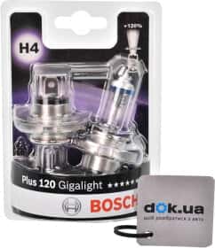 Автолампа Bosch Gigalight Plus 120 H4 P43t 55 W 60 W прозоро-блакитна 1987301425