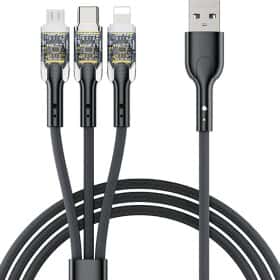 Кабель 3 в 1 Proda USB - Apple Lightning - type-C - Micro USB Azeada Seeman PD-B94TH-BK 1,2 м Кабель 3 в 1 Proda USB - Apple Lightning - type-C - Micro USB Azeada Seeman PD-B94TH-BK 1,2 м