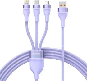 Кабель 3 в 1 Baseus USB - Apple Lightning - type-C - Micro USB Flash Series II CASS040005 1,2 м Кабель 3 в 1 Baseus USB - Apple Lightning - type-C - Micro USB Flash Series II CASS040005 1,2 м