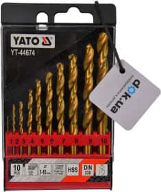 Набір свердл Yato спіральних по металу YT-44674 1-10 мм 10 шт.
