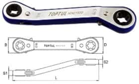 Ключ накидной трещоточный Toptul AEAG0607 S-образный E6xE7