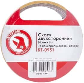 Двухсторонний скотч Intertool kt0951 на полипропиленовой основе 50 мм x 5 м