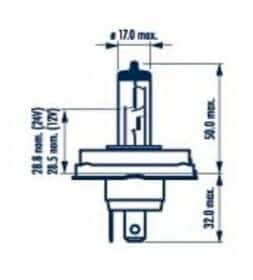 Автолампа Narva R2 (Bilux) P45t-41 40 W 45 W прозрачная 48121