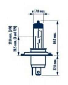 Автолампа Narva H4 P43t-38 90 W 100 W прозрачная 48901
