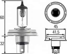 Автолампа Behr Hella Standard R2 (Bilux) P45t 55 W 60 W прозора 8GJ004173121