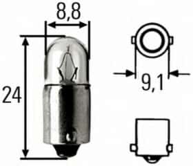 Автолампа Behr Hella Standard T3W BA9s 3 W прозора 8GP002068131
