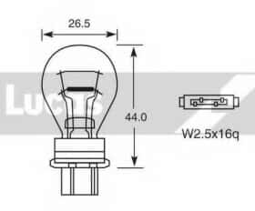 Автолампа Lucas P27/7W W2,5x16q 27 W 7 W прозрачная LLB180T