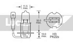 Автолампа Lucas H3 PK22s 70 W прозрачная LLB460