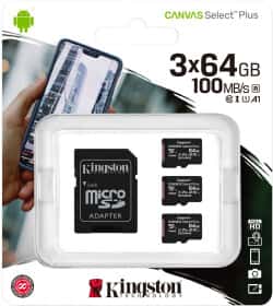 Карта памяти Kingston Canvas Select Plus microSDXC 64 ГБ с SD-адаптером SDCS2/64GB-3P1A Карта памяти Kingston Canvas Select Plus microSDXC 64 ГБ с SD-адаптером SDCS2/64GB-3P1A