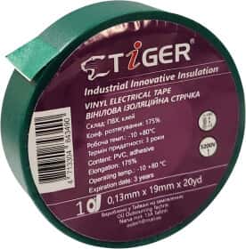 Изолента Tiger 50883 зеленый ПВХ 19x18288 мм