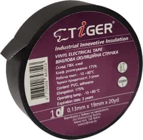 Изолента Tiger 50879 черный ПВХ 19x18288 мм