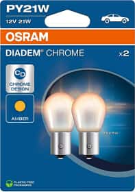 Автолампа Osram Diadem Chrome PY21W BAU15s 21 W оранжевая 7507DC-2BL