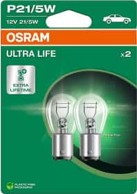 Автолампа Osram Ultra Life P21/5W BAY15d 5 W 21 W прозора 7528ULT-2BL