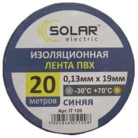 Ізоляційна стрічка Solar it120 синя ПВХ 19 мм х 20 м
