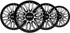 Комплект ковпаків на колеса Sparco Roma колір чорний + сріблястий