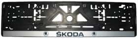 Рамка номерного знака Alca 50509 колір чорний із сріблястим на Skoda