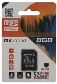 Карта памяти Mibrand microSDHC 8 ГБ с SD-адаптером Карта памяти Mibrand microSDHC 8 ГБ с SD-адаптером
