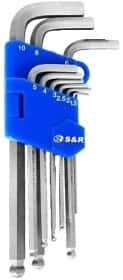 Набор ключей шестигранных S&R 365302109 1,5-10 мм с шарообразным наконечником 9 шт