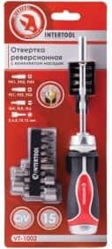 Отвертка реверсивная с набором бит Intertool VT1002