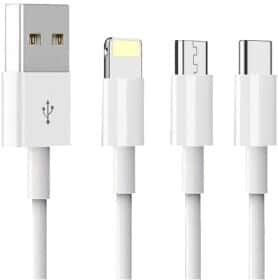 Кабель 3 в 1 Denmen USB - Apple Lightning - type-C - Micro USB D22E DM-D22E-WH 1 м Кабель 3 в 1 Denmen USB - Apple Lightning - type-C - Micro USB D22E DM-D22E-WH 1 м