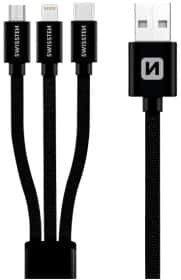 Кабель 3 в 1 Swissten USB - Apple Lightning - type-C - Micro USB DOSWS72501101 1,2 м Кабель 3 в 1 Swissten USB - Apple Lightning - type-C - Micro USB DOSWS72501101 1,2 м
