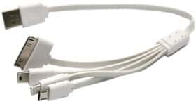 Кабель 4 в 1 PowerPlant USB - Apple (широкий) - Apple Lightning - Micro USB - Mini USB KABUSBALL 0,3 м