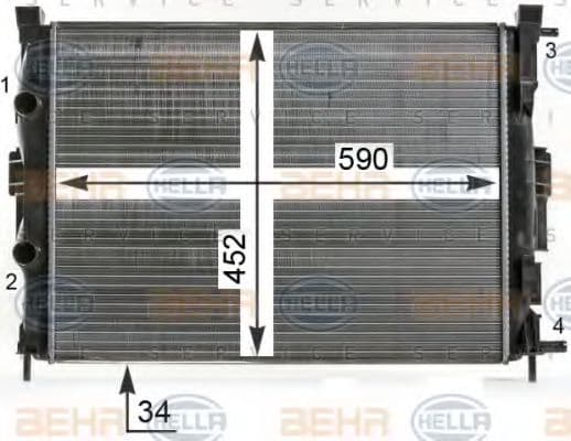 8MK 376 700-684 Behr Hella Радіатор охолодження двигуна
