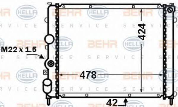 8MK 376 771-661 Behr Hella Радиатор охлаждения двигателя для Renault Kangoo